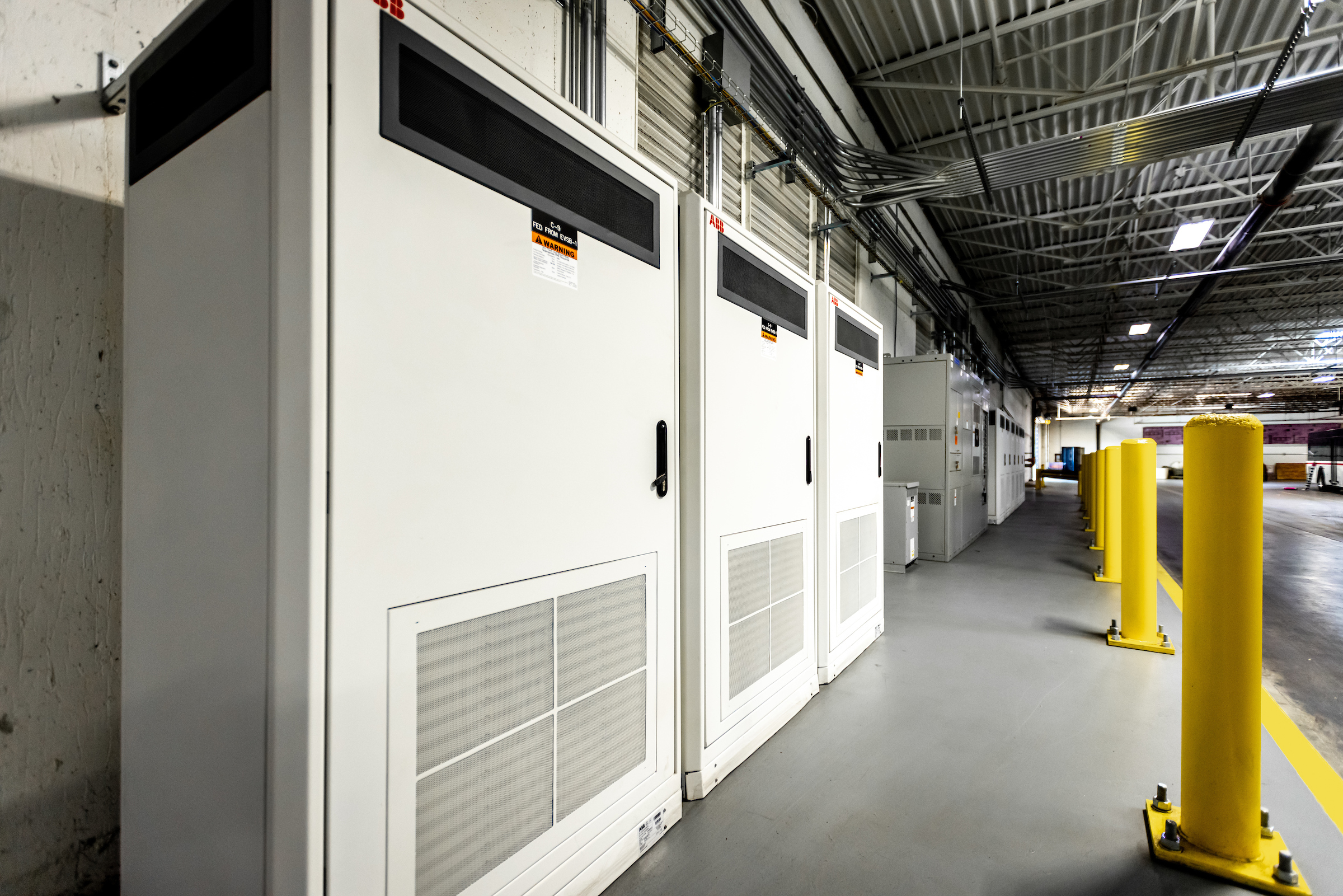 Electric chargers at a MetroBus garage